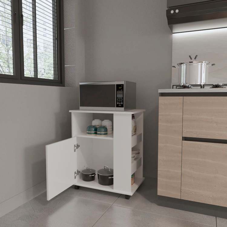 Correy 4 Shelf Microwave Cabinet With Caster White