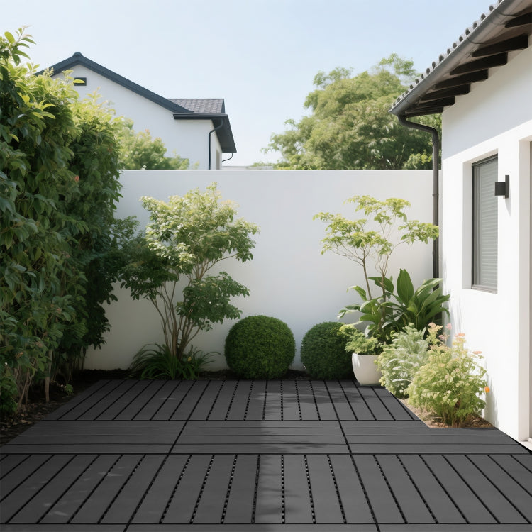 24 Pieces Of Dark Gray Outdoor Terrace Deck Tiles, Diy Interlocking Decking Floor Tiles, Easy To Install Patio Tiles, Suitable For Indoor And Outdoor Balcony Backyard Poolside Dark Gray
