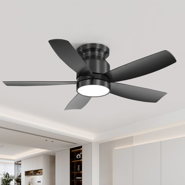 42 Inch Flush Mount S With Led Light 22W And Remote Control 5 Abs Fan Blades For Bedroom