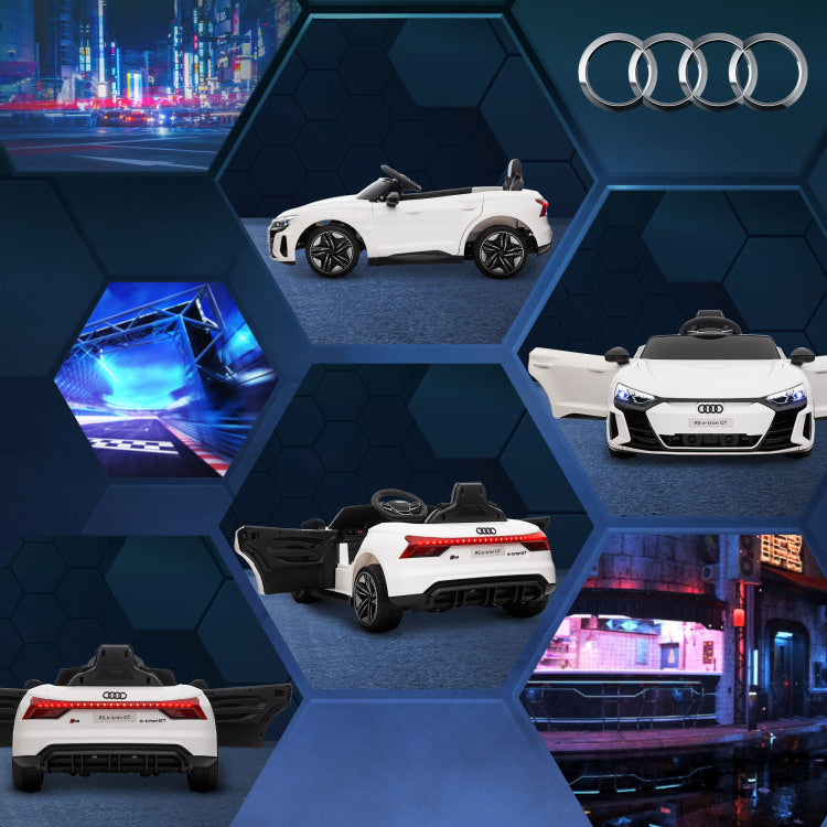 Aosom Kids Ride On Car, 12V Licensed Audi Rs E Tron Gt 3.1 Mph Electric Car For Kids, Ride On Toy For Boys And Girls With Remote Control, 4 Wheels With Suspension, Horn, Music, Lights, White