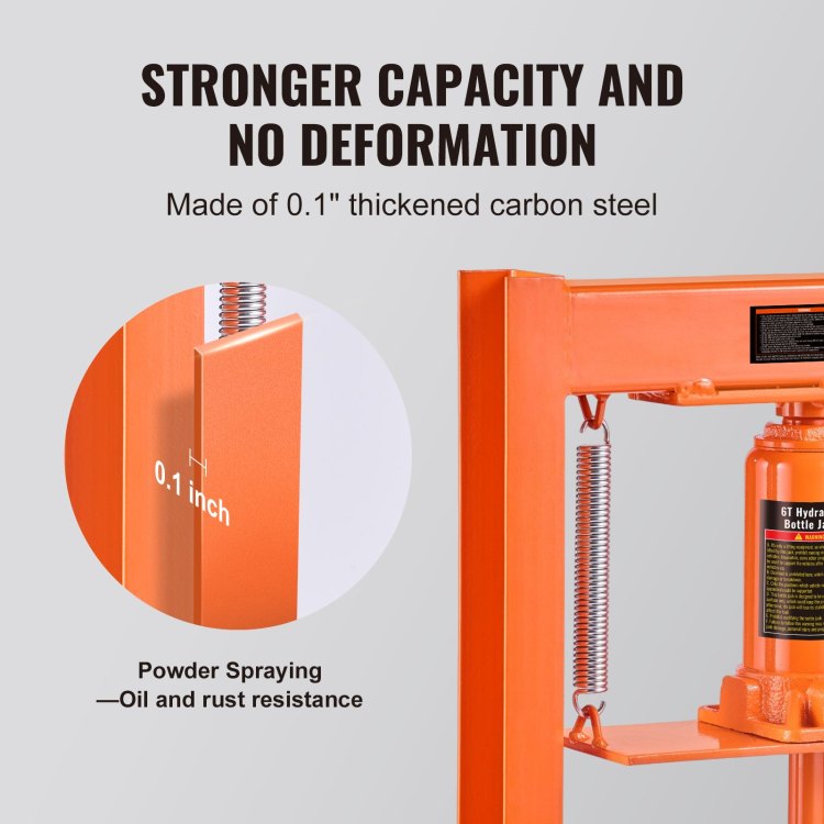 Hydraulic Shop Press, 6 Ton H Frame Hydraulic Garage Shop Floor Press, Adjustable Shop Press With Press Plates, Heavy Duty Hydraulic Press For Garage, Shop, Workshop