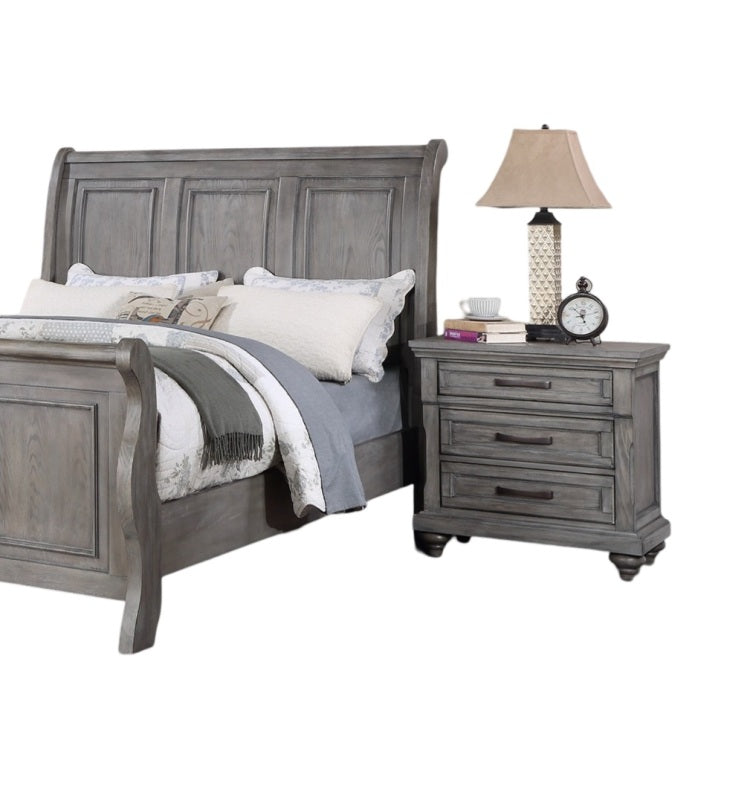Contemporary Modern Look Antique Gray Oak Finish 1Pc Nightstand Storage Space Bedside Table Oak Veneer Bedroom Furniture