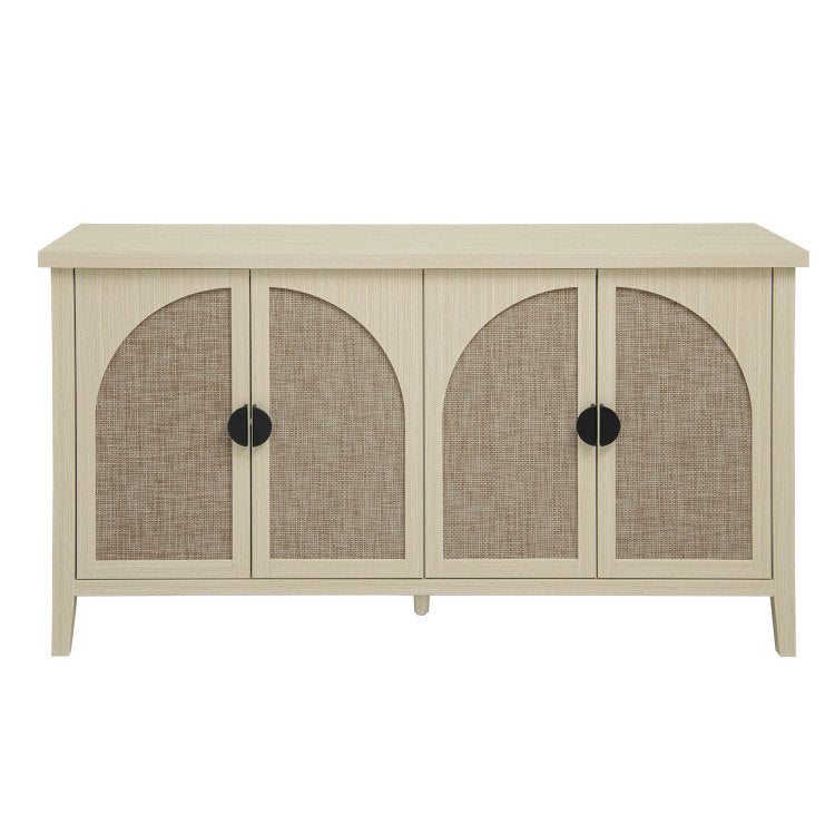 Rattan 4 Door Cabinet, Suitable For Bedroom, Living Room, Study