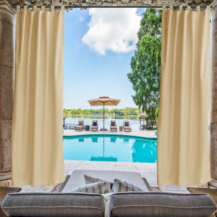 1 Pack Blackout Waterproof Indoor Outdoor Tab Top Curtain Panel