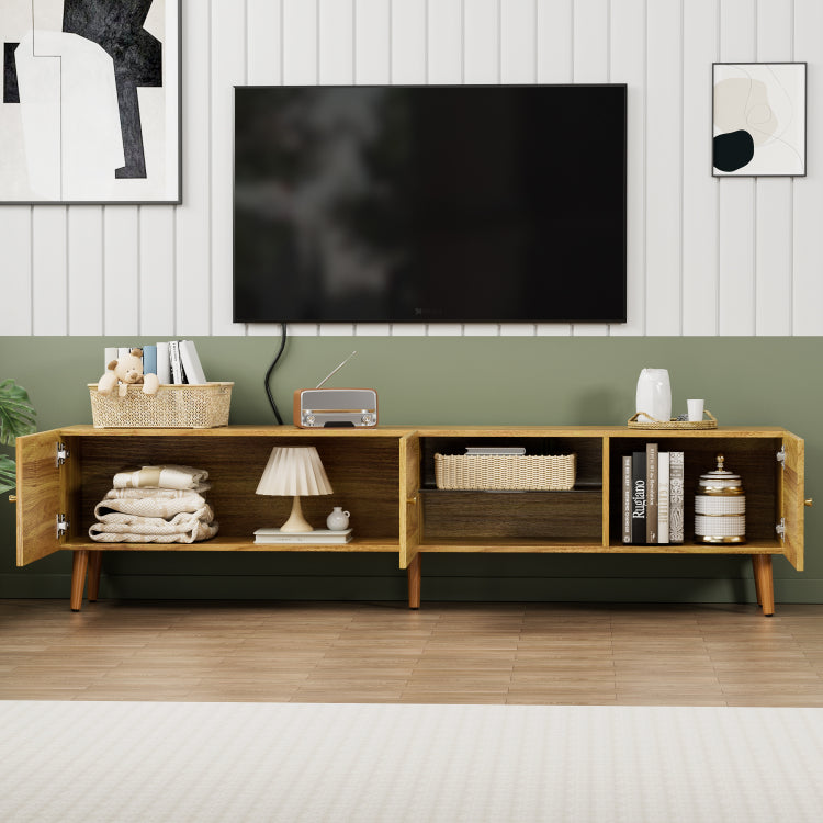 70 Inch Mid Century Modern Tv Stand, Tv Stand With Storage, Entertainment Center For Living Room Bedroom, Tv Media Console