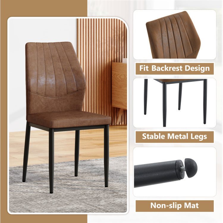 Set Of 4 Brown And Black Dining Chairs With Shell Pattern, 37 Inches High: Ergonomic Tech Fabric Backrest, Combines Comfort And Style