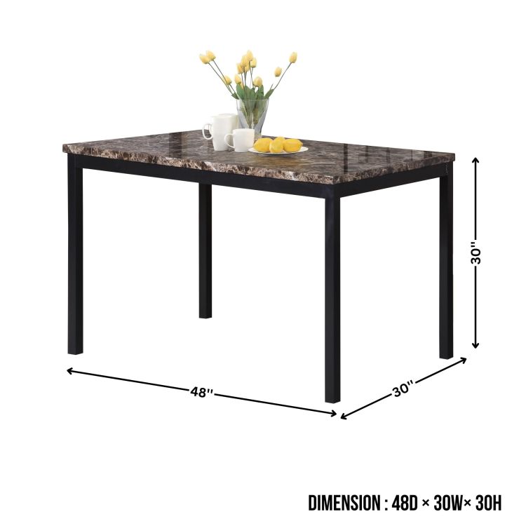 Citico 5 Piece Metal Dinette Set With Laminated Faux Marble Top, Black