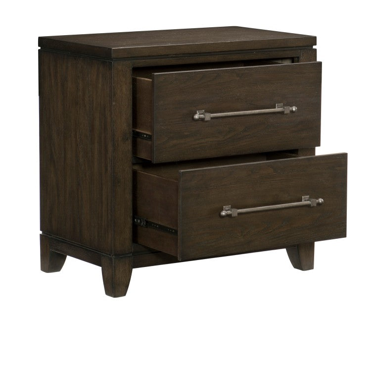 Contemporary Style Bedroom 1Pc Nightstand Of 2 Drawers Dark Brown Finish Wooden Furniture Modern Look