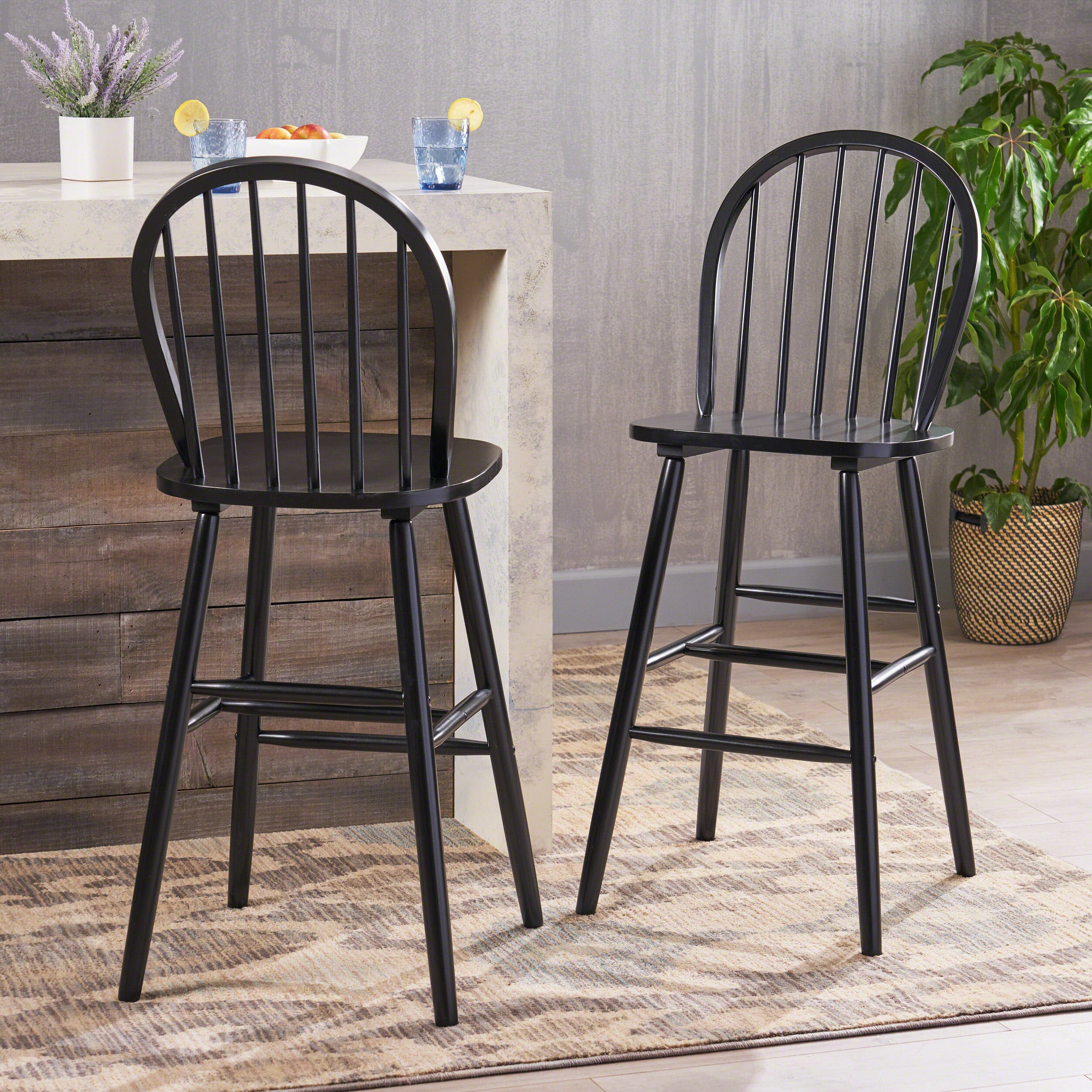 BARSTOOL black - rubber wood