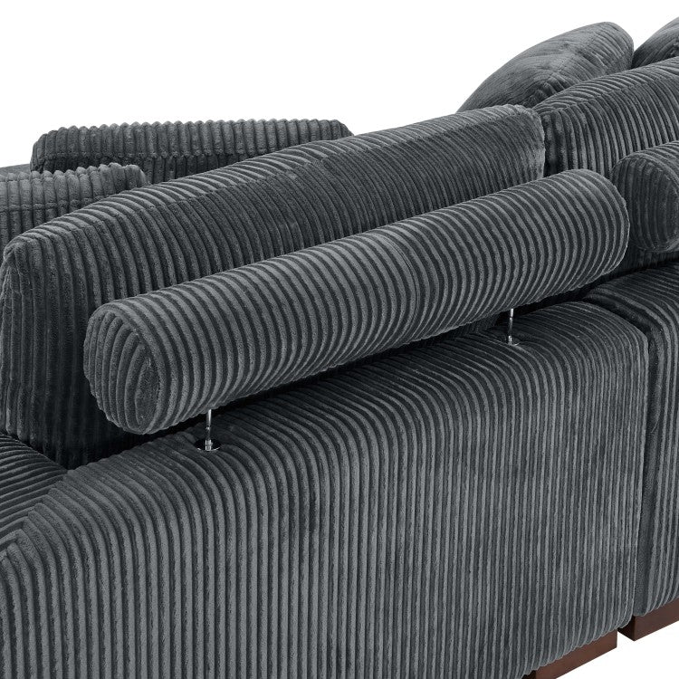 Large Seating Corduroy Upholstered Double Chaise Sectional