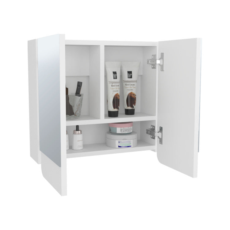 Luv Mirror Medicine Cabinet With Interior Shelves, Modern Bathroom Storage Solution And Organizer, White