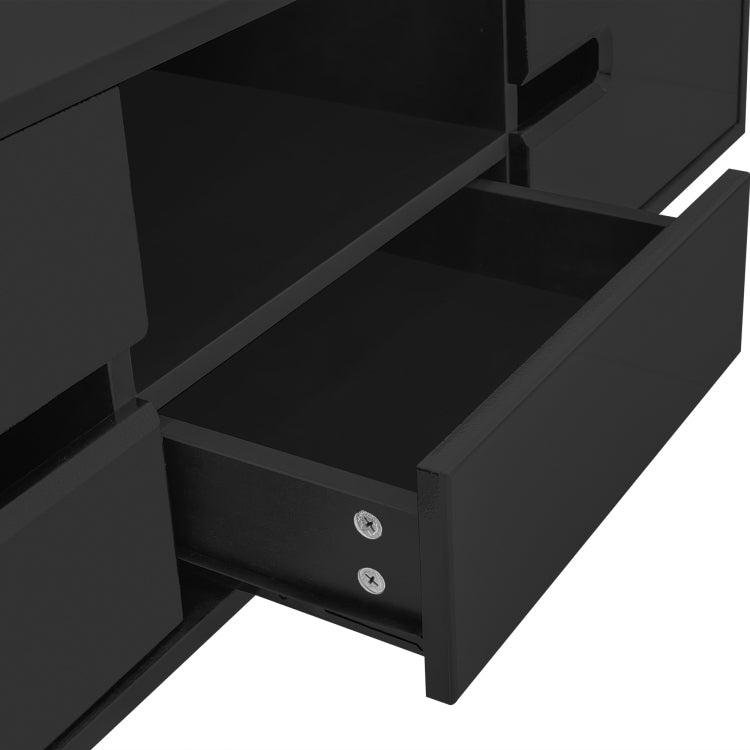 Modern High Glossy Rectangle Coffee Table, Stylish Center Table With Storage Space, Accent Furniture With 16 Color Led Lights For Living Room