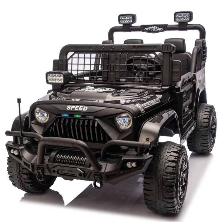 24V 100W*2 Two Seater Kids Ride On Car W Rc 3 Speed Adjustable,Led Headlights,4 Wheel Shock Absorption,Usb Mp3 Charging & Battery Indicator,Bluetooth & Music Electric Toy Car For Kids 3 8