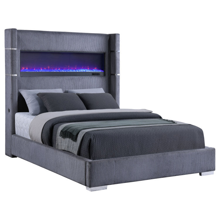Haven Grey Upholstered Queen Bed