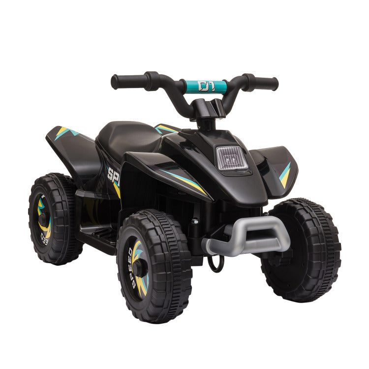 Aosom 6V Kids Atv 4 Wheeler Ride On Car, Electric Motorized Quad Battery Powered Vehicle With Forward Reverse Switch For 18 36 Months Old Toddlers, Black