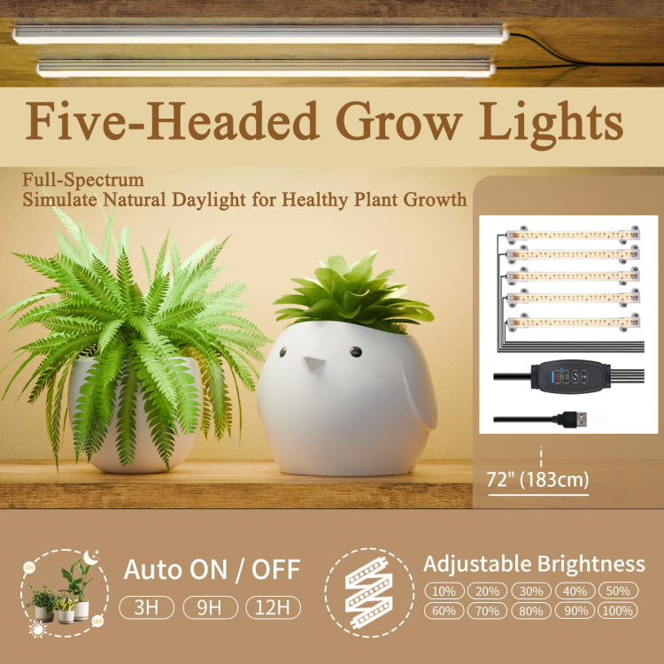 8 Tiered Indoor Plant Stand With 5 Grow Lights, 10 Level Stepless Dimming, Durable Thickened Metal Steel Pipe 0.8Mm For Living Room, Garden