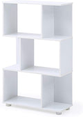 Modern Staggered 3 Shelf Manor Bookcase, White