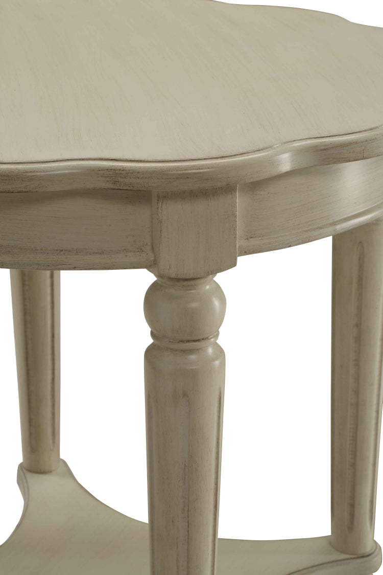 Antique White End Table With Bottom Shelf