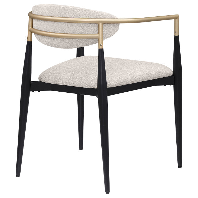 Mistra Beige Fabric Upholstered Dining Arm Chair Set Of 2