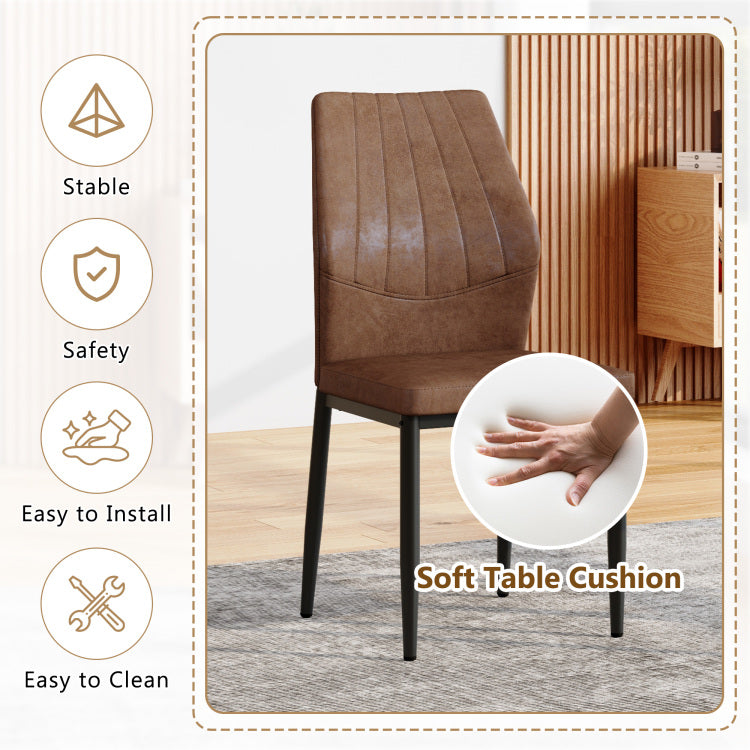Set Of 4 Brown And Black Dining Chairs With Shell Pattern, 37 Inches High: Ergonomic Tech Fabric Backrest, Combines Comfort And Style