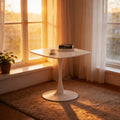 White Square Tulip Table For 2 3 Person, 24" Small Dining Table With Metal Pedestal Base, Modern Kitchen Table For Small Space, Apartment, Bistro, Cafe, Office & Living Room, Matte White Mdf Top