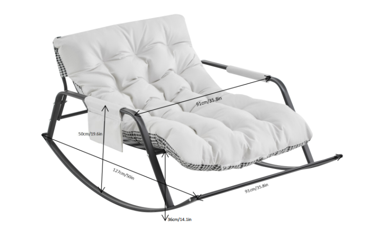 Rocking Chair With Extra Wide Technical Leather Upholstered Gliding Chair Boucle Reclining Chair, Modern Accent Chair For Living Room Nursery Bedroom White