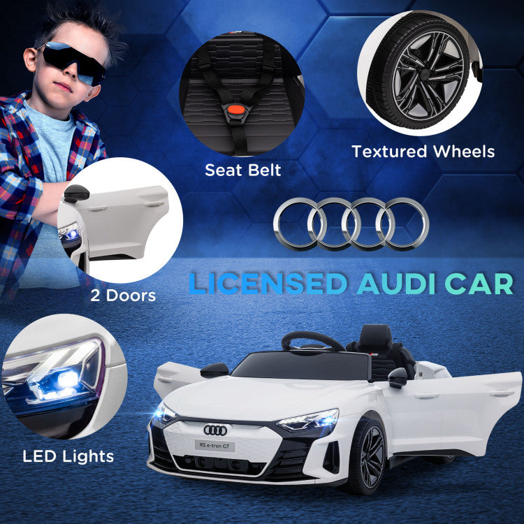 Aosom Kids Ride On Car, 12V Licensed Audi Rs E Tron Gt 3.1 Mph Electric Car For Kids, Ride On Toy For Boys And Girls With Remote Control, 4 Wheels With Suspension, Horn, Music, Lights, White