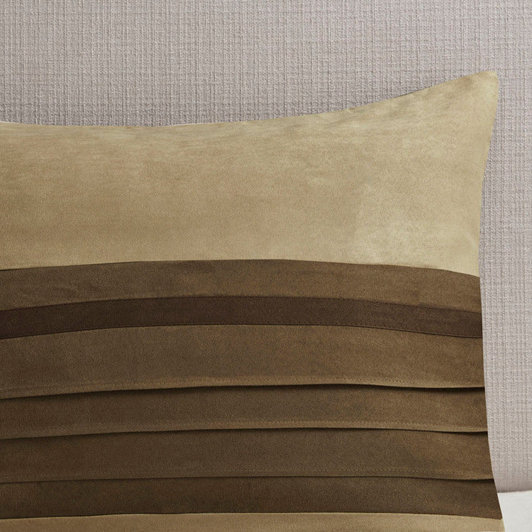 7 Pc Pieced Faux Suede Comforter Set Natural Full
