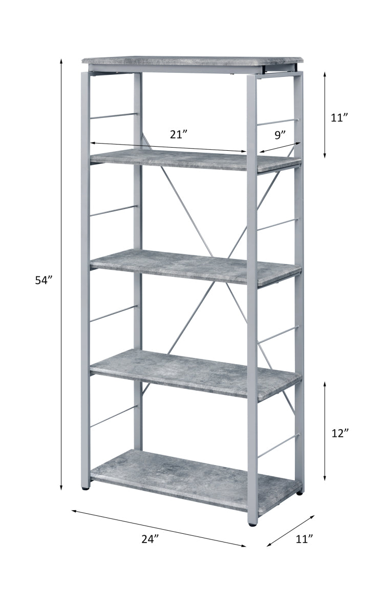 Jurgen Faux Concrete & Silver Finish Bookshelf