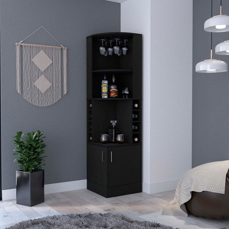 Delhi Corner Bar Cabinet, Eight Built In Wine Rack, Glass Rack, Double Door Cabinet