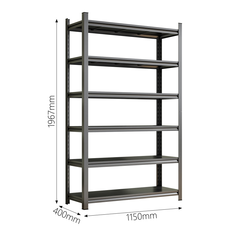 Garage Storage Rack, 6 Story Metal Shelves, Adjustable Partition Storage Unit, Supermarket, Home, Garage, Basement Storage Rack, Black, Requires Assembly