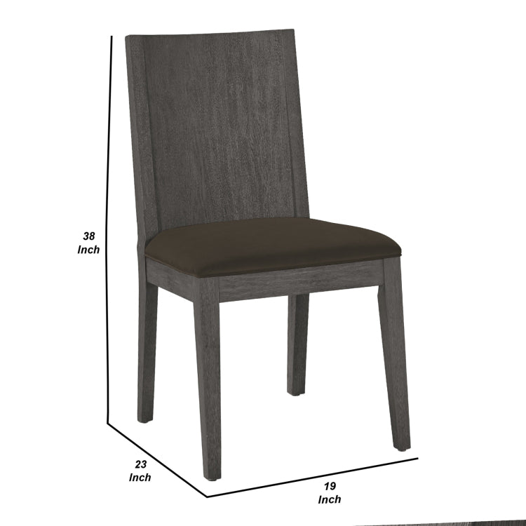 Axel 38 Inch Mahogany Wood Dining Chair With Panel Back, Gray