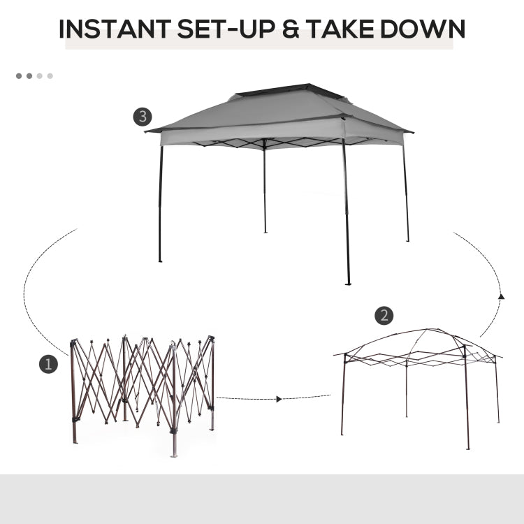 Outsunny 11' X 11' Pop Up Canopy, Outdoor Patio Gazebo Shelter With Removable Zipper Netting, Instant Event Tent W 114 Square Feet Of Shade And Carry Bag For Backyard, Garden, Light Gray