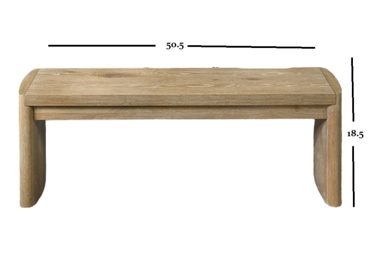 Modern Contemporary Style Upholstery Bench Round Corners Dining Room Oak Finish