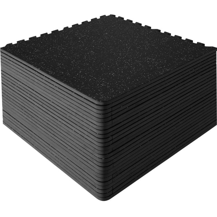 25 Pcs 1 2 Inch Thick Gym Floor Mats, 24" X 24" Eva Foam & Rubber Top Interlocking Workout Floor Mats With 100 Sq.Ft Coverage, Waterproof Exercise Puzzle Flooring For Gym, Home, Garage, Basement