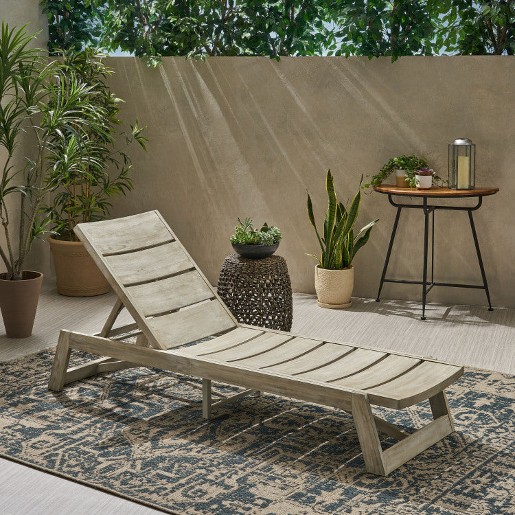 MAKI CHAISE LOUNGE grey - metal & wood
