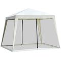 Outsunny 10'X10' Outdoor Canopy Tent, Slant Leg Sun Shelter With Mesh Sidewalls, Patio Tents For Parties, Cream White