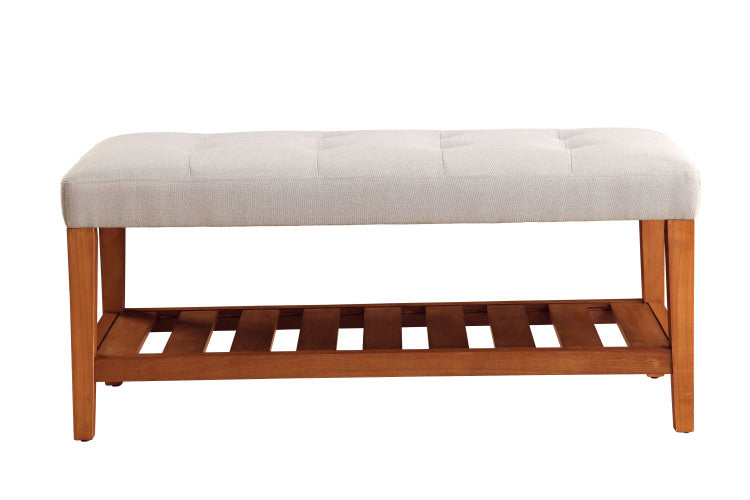 Charla Light Gray Fabric & Oak Finish Bench