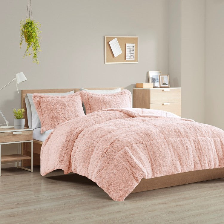 Twin Twin Xl Shaggy Long Fur Comforter Mini Set