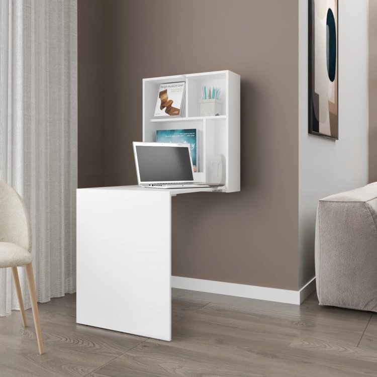 White Wall Mounted Drop Leaf Table