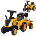 Qaba 2 In 1 Ride On Tractor For Kids, Caterpillar Licensed Ride On Excavator With Shovel & Detachable Trailer, No Power Ride On Push Car For 18 36 Months, Yellow