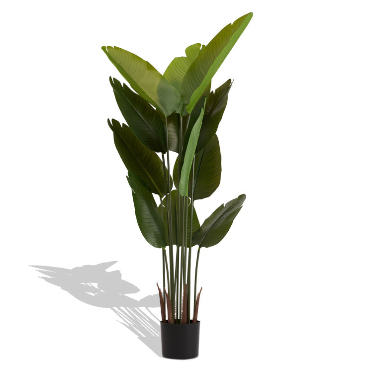 Artificial Bird Of Paradise Plant, 5.2Ft Tall Faux Tropical Palm Tree In Pot For Indoor Or Outdoor Home, Office, Or Garden Decoration, 2Pcs Set