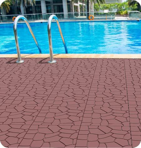 Stone Texture 12" Patio Deck Tiles, Diy Module Interlocking Decking Tiles Floor Tile,Easy And Quick Installation Court Tiles For Porch Poolside Balcony Backyard 44Pcs, Brown