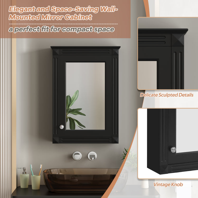 20" Wall Mounted Bathroom Storage Cabinet With Mirror, Medicine Cabinet With Height Adjustable Shelf, Over The Toilet Space Saver Cabinet