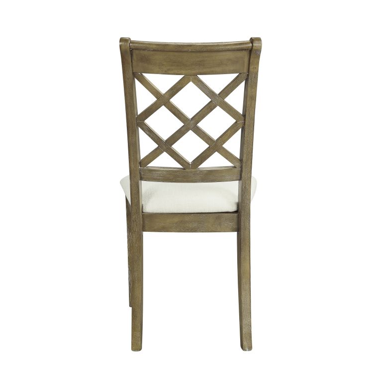 Karsen Beige Linen & Rustic Oak Finish Side Chair Set Of 2