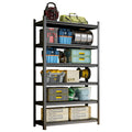 Garage Storage Rack, 6 Story Metal Shelves, Adjustable Partition Storage Unit, Supermarket, Home, Garage, Basement Storage Rack, Black, Requires Assembly