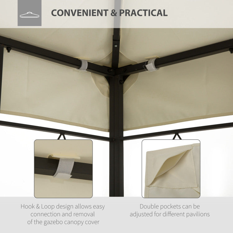 Outsunny 13' X 10' Gazebo Replacement Canopy, 2 Tier Top Uv Cover For 9.84' X 9.84' Outdoor Gazebo, Cream White Top Only