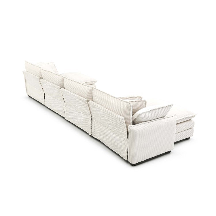 Corduroy Sofa , Modern Upholstered 4 Seater Corduroy Fabric Sofa , Office Living Room Apartment Comfortable Sofa, Easy To Assemble With 2 Arm Pillows And 4 Throw Pillows