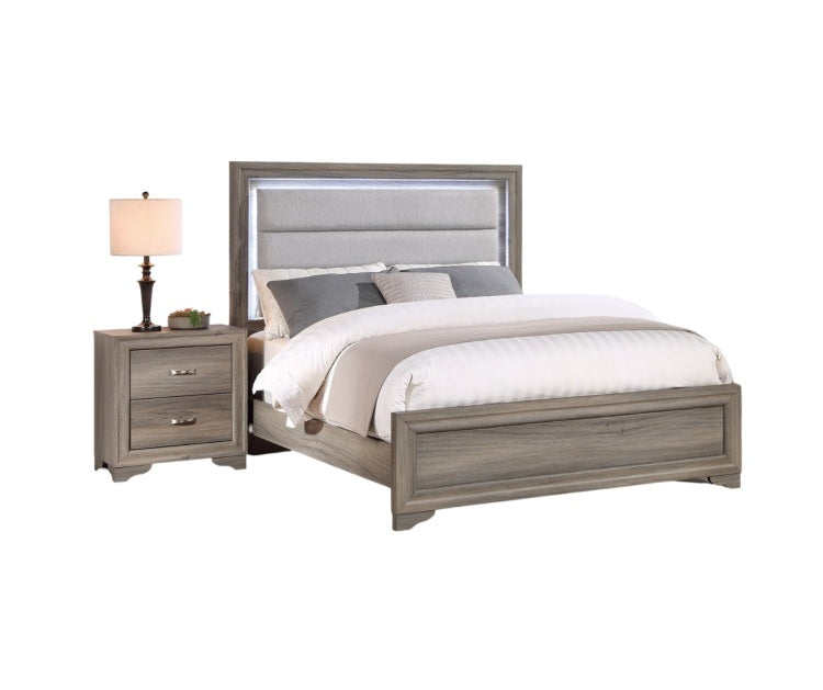 Modern 1Pc Nightstand Wooden Bedside Table 2 Drawers Bedroom Furniture