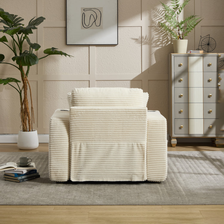 Corduroy Upholstered Chaise Lounge Sofa,Magazine Bag,Detachable Cushions Deep Seat For Living Room Office,3 Colour